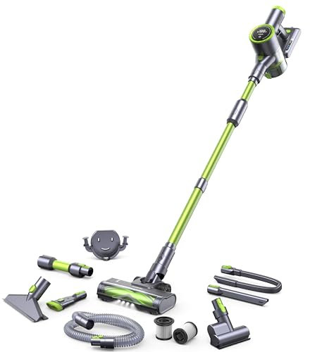 kalado KCV600 Cordless Vacuum Cleaner 480w/33kpa, 10 in 1 Powerful Vacuum Cleaner up to 50 Minutes, LED Touch Screen, Retractable Extension Hose, Tangle Free, Suitable for Floors/Carpets/Animal Hair