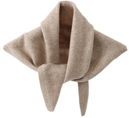 TYATVS Knitted Triangle Scarf for Women Y2k Head Scarf Downtown Girl Aesthetic Accessories Streetwear Triangle Shawl (Khaki)