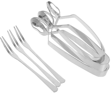 OUNONA 3juegos Pinzas Para Caracoles Tenedor Recoger y Servir Vajilla Casa Utensilios Cocina Para Restaurante