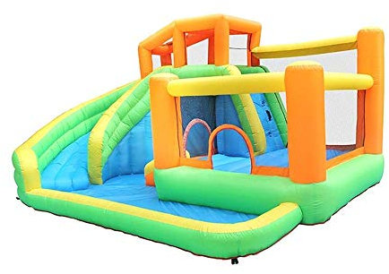 HBALDTEDC Bouncer Castle, Inflatable Bouncy Castle With Slide And Trampoline Kids Indoor Outdoor Play Equipment 510x385x265cm