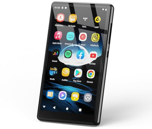 Reproductor MP3 de 160 GB con Bluetooth y WiFi, reproductor MP4 HD de 5 pulgadas, reproductor para niños con altavoces, sonido HiFi, reproductor de música con Spotify, YouTube, Play Store