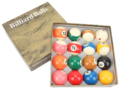 BuyWeek Boule de Billard, 16 Pièces 5,72 cm/2,25 Pouces Jeu Complet Billes de Billard Résine pour Accessoires de Table de Billards de Style Américain