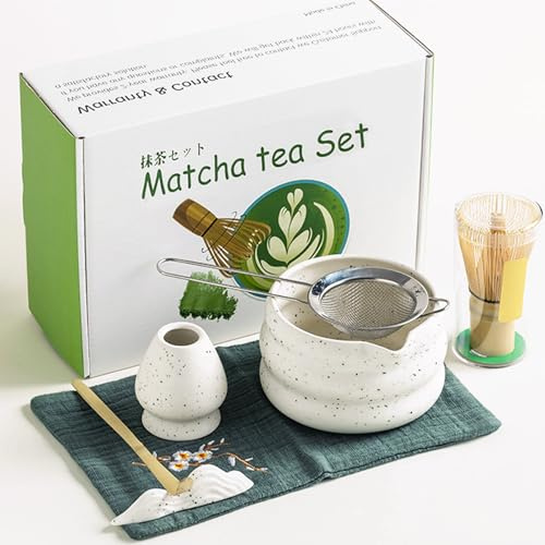 Kit Matcha Completo – Matcha Set Tradizionale Giapponese con Matcha Bowl e Frusta Matcha, Accessori per Cerimonia del Tè – Elegante confezione regalo