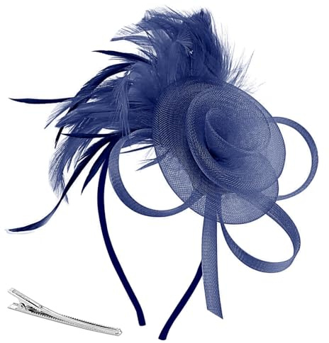 Damfascinatorklämma och pannband Elegant håraccessoar i fjädernät för bröllop/tävlingar Möhippa Tebjudning Ascothatt Veganskt läderbas