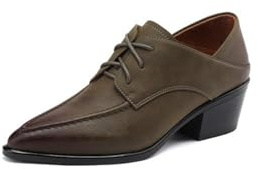 Generico Scarpe Donna Oxfords Stringate Punta Affusolata Tacco Blocco Medio Texture Martellata Morbida Mid Heel Comfort Suola Antiscivolo Ufficio Festa Quotidiano,Verde,38.5 EU