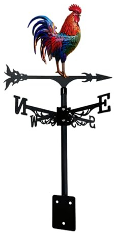 Dolltobe Farmhouse Weathervane, Rooster With Arrowhead, Metal Outdoor Weather Vane, Indicates Wind Direction, Easy To Install, For Garden, Patio, Rooftop
