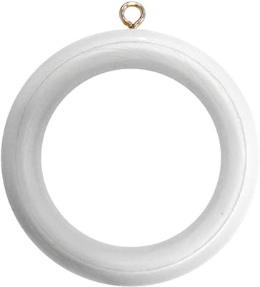 Merriway BH03291 Trä gardin Drapery stång ringar med skruvöga, inre dia. 48 mm (1,15/16 tum) yttre mått 70 mm (2,4 tum) – vit, paket med 24