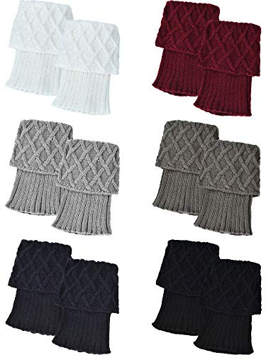 Pangda 6 Pairs Short Boot Socks for Women Boot Cuffs Toppers Winter Crochet Knitted Leg Warmers Socks, Assorted Color