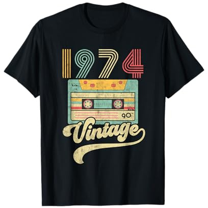 vintage per 46 anni Reto, regalo cassetta nata nel 1974 Maglietta