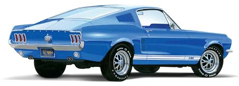 AMT, Round 2, Modellbausatz im Maßstab 1:25, 1967 Ford Mustang GT Fastback, chromfarben (AMT1241)