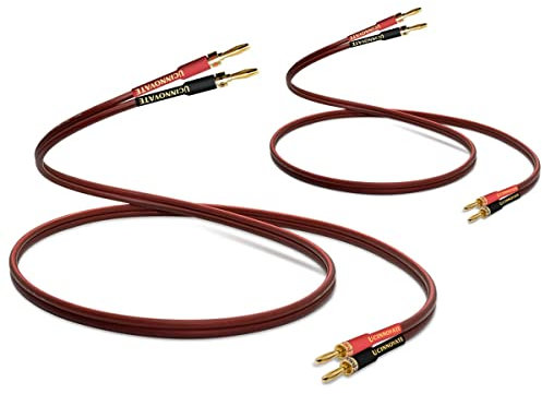 WOWLED HIFI OFC Lautsprecherkabel mit Bananenstecker, 2X High-End reines Kupfer 1,5 m vergoldete Bananenstecker Stecker auf Stecker 600 Strang Lautsprecherkabel Audio HIFI System Heimkino 4,9 Fuß