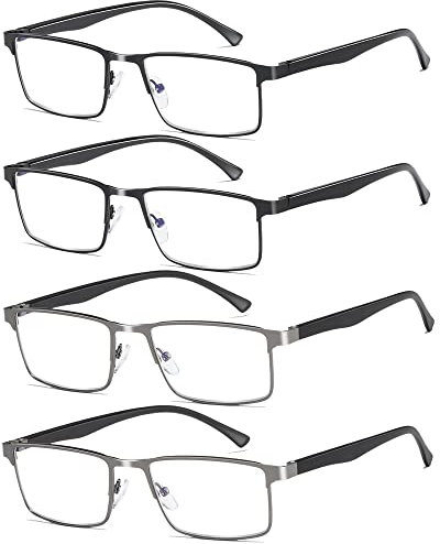 Fsread 4er-Pack Lesebrille Herren, Leichte Blaulichtblockierende Metallrahmen Herren Lesebrille (4 mix, 3.25)