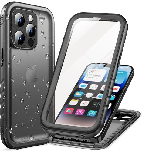 Cozycase für iPhone 14 Pro Wasserdichte Outdoor Hülle - 360 Grad Panzerhülle Stoßfest Komplettschutz Staubschutz 【2m Sturzfest Protective Hardcase】Wasserfest Handyhülle mit Kameraschutz/Displayschutz