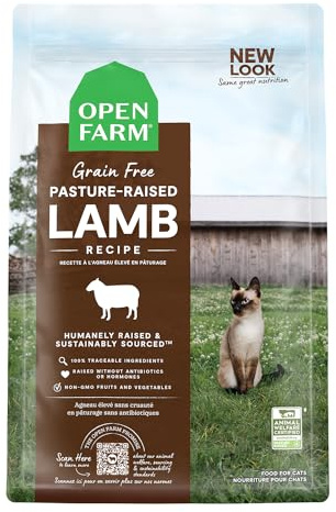 Open Farm Pasture-Raised Lamb Grain-Free Dry Cat Food, Humanely Raised Lamb Recipe with Non-GMO Superfoods and No Artificial Flavors or Preservatives, 2 lbs