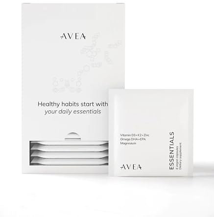 AVEA Essentials Kapseln – Essenzielles tägliches Nahrungsergänzungsmittel mit Vitaminen & Mineralstoffen. Sachets mit Vitamin D, Vitamin K2, Omega-3 (EPA & DHA), Zink & Magnesium