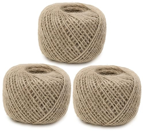AUSYIWI 3 Pezzi 80m Spago di Iuta Naturale 2mm di Spessore, Decorativo di Canapa per Imballaggio, Floricoltura, Cucina, Natale e Decorazione