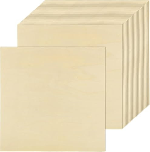 SHUESS Lot de 25 plaques de contreplaqué 300 x 300 mm - En contreplaqué de peuplier de 1,5 mm - Pour travaux manuels, contreplaqué, bois de tilleul non traité, aggloméré pour bricolage, modélisme