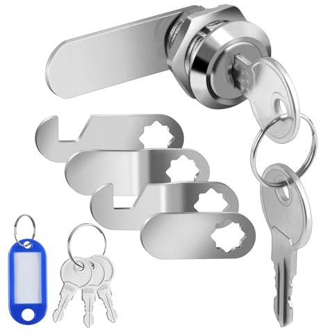 Cerradura de Seguridad para Armarios 16 mm, Candado Buzón de Aleación Zinc Anti-óxido con 5 Placas de Bloqueo Diferentes y 5 Llaves, Cerrojo Cierre de para Taquillas, Vestuario, Cajonera Oficina