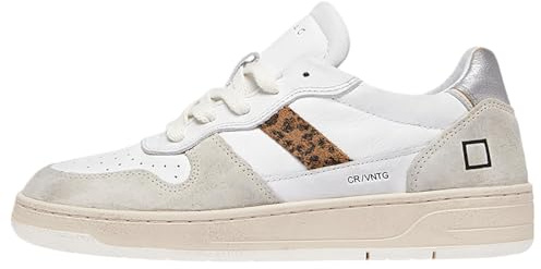 Date Sneakers Donna Court 2.0 Vintage Calf White Leopard - Bianco, 39