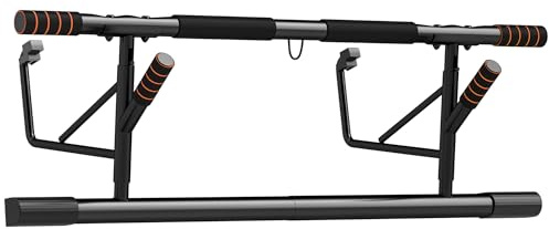 SPORTNOW Barra per Trazioni e Flessioni per Casa e Palestra con Prese Imbottite, Sbarra per Trazioni in Acciaio, 100x50x27 cm, Arancione e Nero