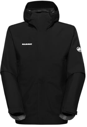 Mammut Treeline Light Hardshell Hooded Jacket Men – Waterproof, Windproof, Breathable Outdoor Hardshell for Hiking & Mountain Climbing, Black, XX-Large