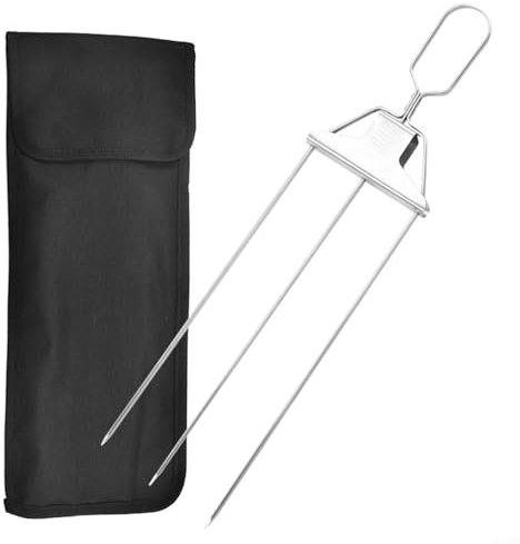Rivoluziona il tuo barbecue con i nostri pratici spiedini in metallo a 3 rebbi resistenti (1 pezzo)