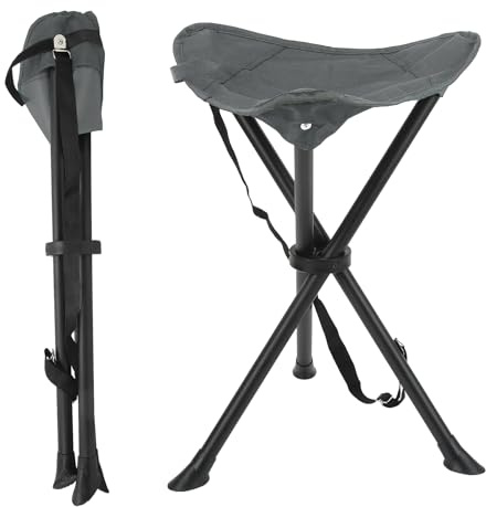 Taburete con tres patas de 60 cm, taburete portátil para camping, balcón, con bolsa de transporte, taburete de camping, pequeño taburete plegable portátil, taburete plegable para camping, pesca