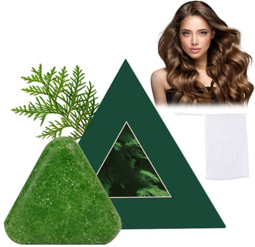 Champú en Barra Nature Triangle,Champu solido natural,Champu natural Green Soap shampoo, Calma y Fortalece el Cabello para Mujeres y Hombres,Red blister incluida(1 Pcs)
