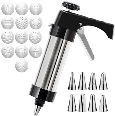 Presse à pâtisserie, presse à pâtisserie, seringue à garnir avec 13 disques à biscuits, 8 embouts de seringue, machine à biscuits DIY pour la décoration de pâtisserie