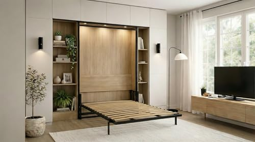 Morphy Vertical klassisk hopfällbar säng – modulärt multifunktionssystem, SizeFlex & TypeFlex, utrymmesbesparande, utbyggbar Murphysäng med soffa/skrivbord/våningssängmoduler (160 x 200 cm)