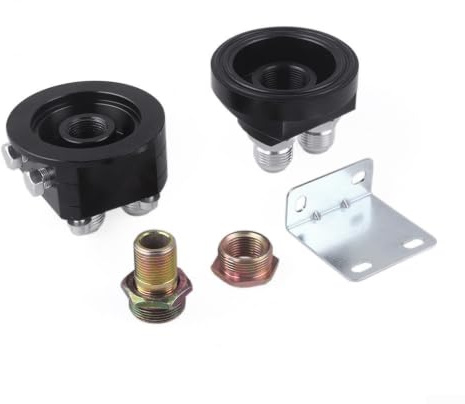 Adattatore per filtro dell'olio, piastra sandwich, 20 x 1,5, 3/4 x 16, filettatura in alluminio, kit di installazione per auto, officina (nero)
