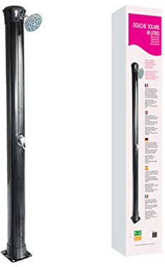 EDENEA - Douche Solaire Aluminium 40 Litres Avec Mitigeur- Installation Exterieure Pour Piscine et Jardin - Noire