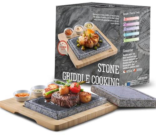 Artestia matlagningsstenar för biff – varmsten för inomhusgrill – matlagning för grill/grill/hibachi/biff (en deluxe-set med två stenar)