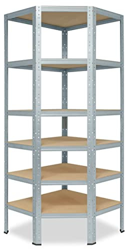 shelfplaza® 200x80x50cm Home étagère d'angle galvanisé/Etagere Angle en Metal 6 Niveaux/etagères d'angle avec capacité Charge 145kg par Niveau/Etagere d'angle comme Etagere Rangement