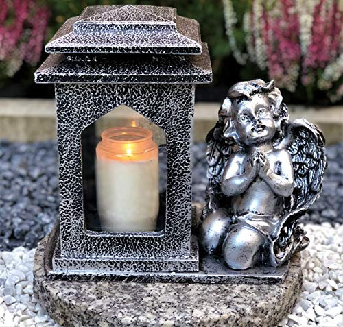 Grablampe Grablicht Grabdekoration Grabschmuck Gartenlampe Kerze incl.Grabkerze