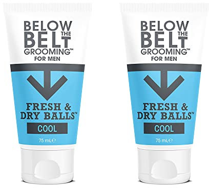 Below The Belt Grooming Fresh & Dry Ball Cool Ball, Deodorante Intimo per Uomo, Protegge dal Sudore, dagli Odori e dalle Irritazioni, Fragranza alla Menta Fresca 2 x 75ml