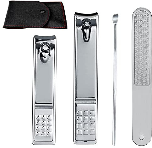 Econtal, Set De Cortauñas Grande y Pequeño Con Lima De Uñas, Kit Pinza Corta Uñas De Pies y De Manos De Hombre, Cortador Uñas Pies, Uñeros Trim