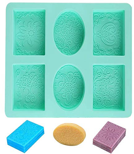 Silikon Seifenform Seifenformen, Seifenform,Silikonform seife 6 Hohlräume Silikonform Seifenform Rechteckig und Oval,für Schokolade Biscuit Eiswürfel, Seife, DIY hausgemachte Handwerk