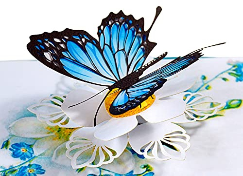 CUTPOPUP Butterfly - Biglietto pop-up per la festa della mamma a forma di farfalla, biglietti di auguri con fiori, biglietto di compleanno 3d pop-up per nonna, mamma, suocera, figlia IT