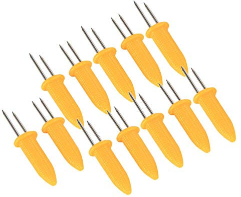 TKSE 12PCS Porta Mais, Spiedini di Pannocchie di Mais Porta Mais per Barbecue in Acciaio Inossidabile Rebbi Porta Pannocchie Barbecue con Manico PS per Barbecue, Feste, Picnic e Campeggio