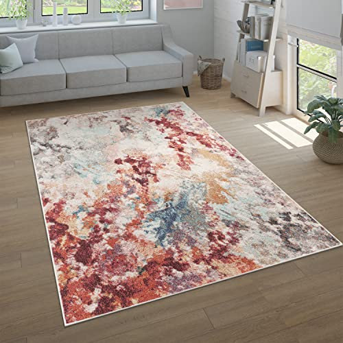 Paco Home Teppich Wohnzimmer Schlafzimmer Kurzflor Modern Vintage Muster Abstrakt Farbverlauf, Grösse:120x160 cm, Farbe:Bunt 3