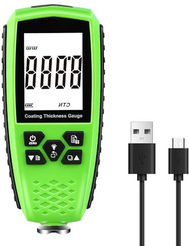Professional Paint Thickness Gauge, Digital Coating Thickness Gauge for Magnetic/non-magnetic Materials, Paint Depth Gauge with LCD display, Coating Thickness Meter