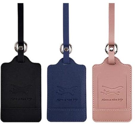 EOUIAV 3 Stück Kofferanhänger, Koffer Handtaschen ID Etikett Reisezubehör, PU Leder Gepäckanhänger mit Adressschild Leder Namenschild, für Koffer Handtaschen Rucksäcke