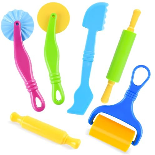 Bubuny Outil de pétrissage, 6 PCS Outil de modelage Accessoires de pâte à Modeler, Emporte-pièces, Accessoires de pâte à Modeler, Jouets de Petite Cuisine