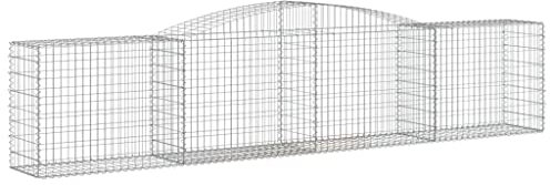 Makastle Set de 9 Parterre surélevé en Gabions arqués, jardinière en Cage à Pierre, Lit Surélevé à Gabion, Parterre de Fleurs Jardin Terrasse Extérieur Jardinière Panier à Pierres, 400x50x80/100 cm