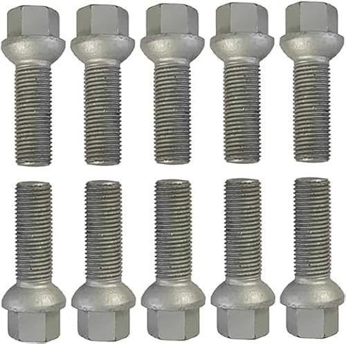 10 hjulskruvar hjulbultar silver kulkrage M14 x 1,5 50 mm (R14)
