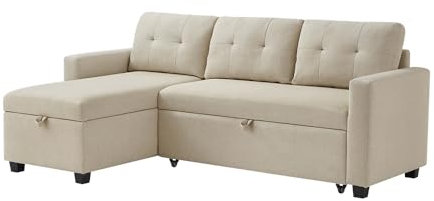 VitaliSpa Sofa L-Form Campina, Schlafsofa mit Bettkasten, Beige, 226 x 163 cm mit Schlaffunktion