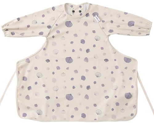 Yiupea Babero con Mangas Largas para 6 a 24 Meses, Impermeable, Fácil de Limpiar y Lavable a Máquina, Material PU Suave &BLW-Beige