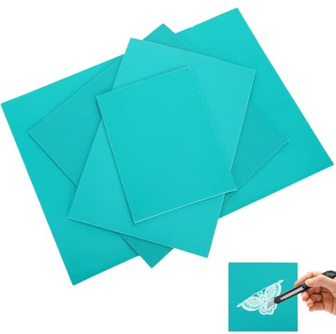 4 Stück Linoleum Linoldruck, Linoleum Schnitzset, Linolplatte A4/A5/A6, Pvc Platte Leicht zu Gravieren, Stempelgummi Linolschnitt Platten für DIY Stempel, Bastel und Druckprojekte