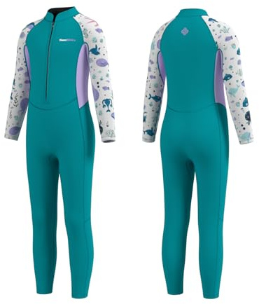 Seaskin Kids Wetsuit for Boys Girls Toddler 2mm Front Zip Full Body Diving Suits Thermal Swimsuits (Purple, 4)